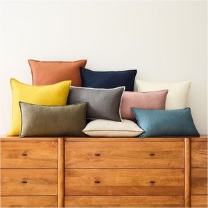 West Elm Classic Linen Pillow Cover Olive Green 12x21